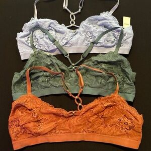 NWT, Aere Hibiscus Lace Strappy Triangle Bralette, XL